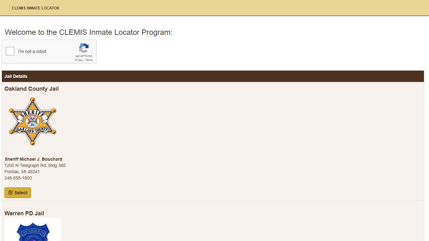 CLEMIS Inmate Locator